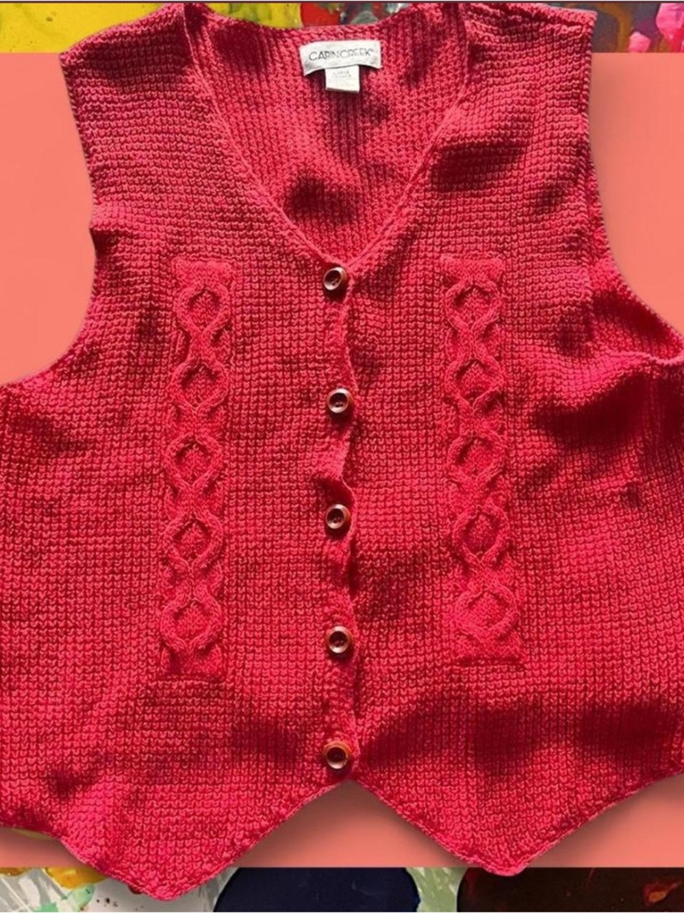 CABIN CREEK red v-neck vest
